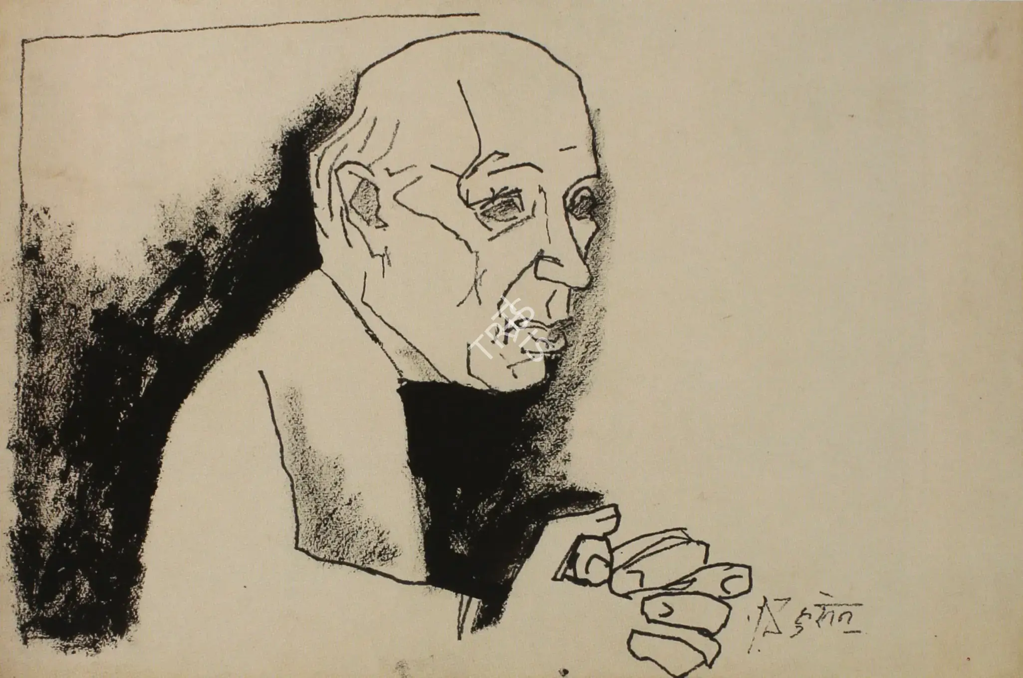 Husain, M.F. (Artist). Portrait Of Jawaharlal Nehru, n.d. | Drawing