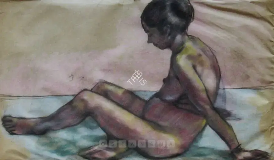 Bhattacharjee, Bikash (Artist). Nude, n.d. | Drawing