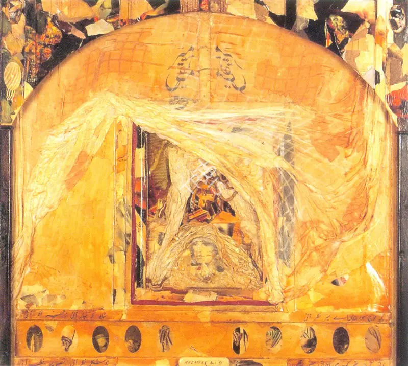Ali, Muzaffar (Artist). Untitled. Oil, collage and mixed media on paper on wood, 1991 | Collage | FineArts | 00374228