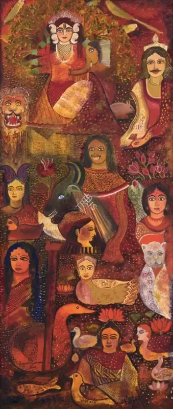 Burman, Jayshri (Artist). Ganesha Janani. Acrylic on canvas, 2005 | Painting  | 00869081