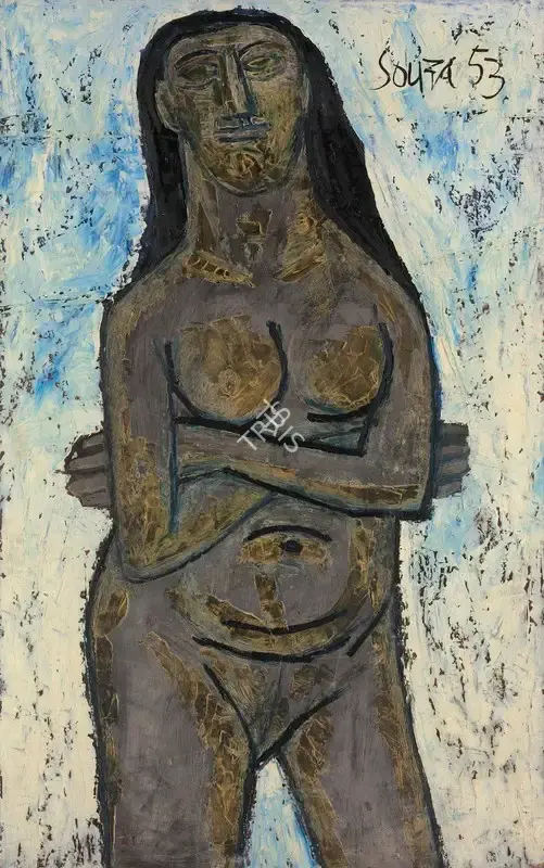 Souza, F.N. (Artist). Standing Nude with Folded Arms, 1953 | Painting