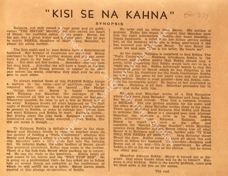 Kisi Se Na Kahna (1942): featured artwork