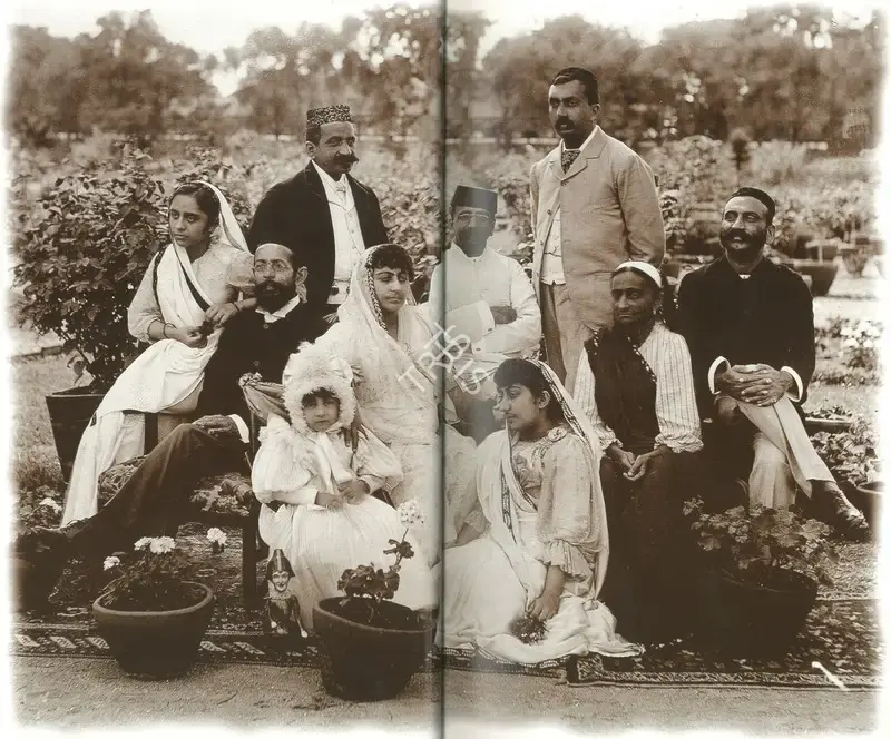 Unknown (Photographer). A family photograph of Sir Cowasjee Jehangir, his wife Dhunbai, with their two daughters at Readymoney Villa, Poona, n.d. | Contemporary Photograph