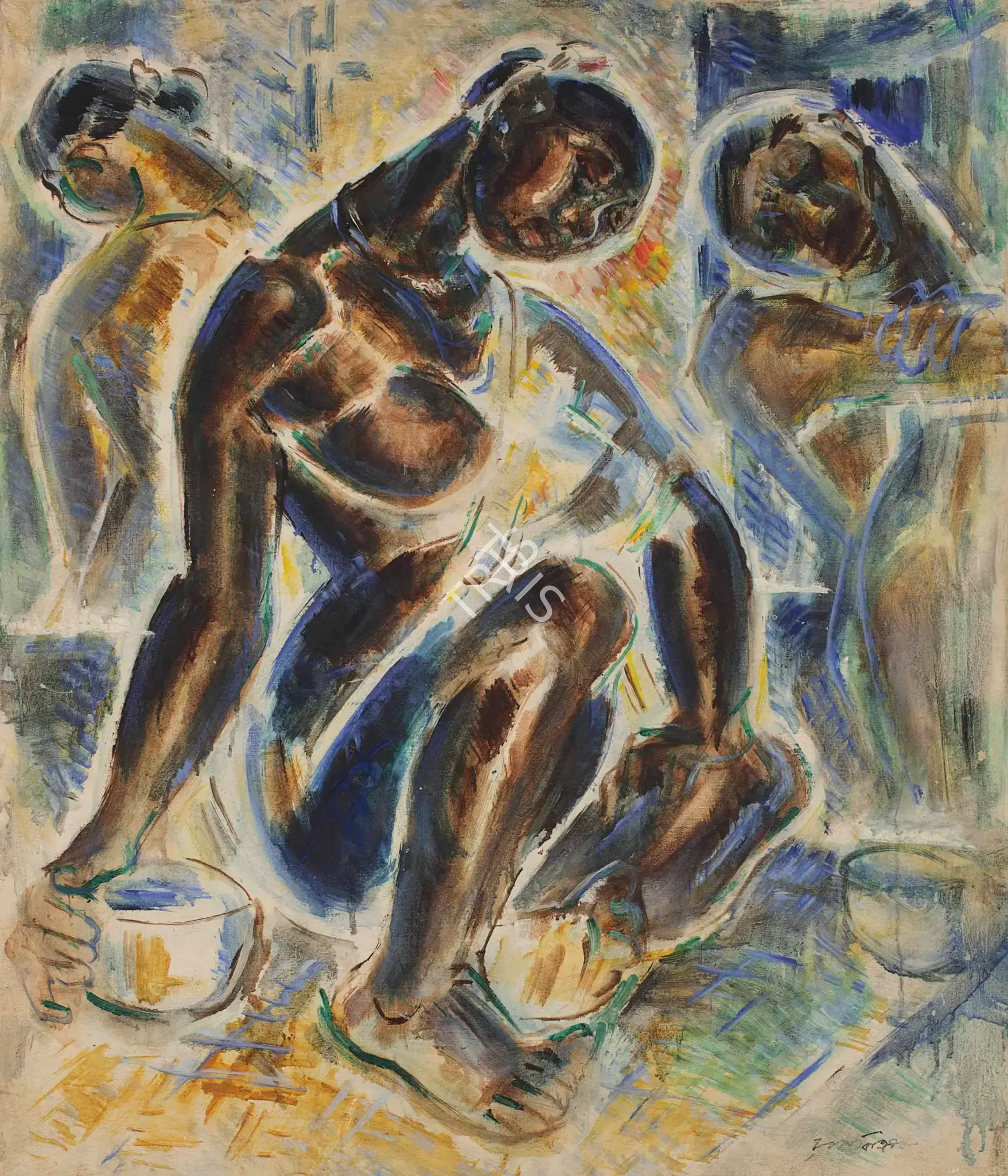Baij, Ramkinkar (Artist). Festive Eve. Oil on canvas, c.1960 | Painting | FineArts | 00645693