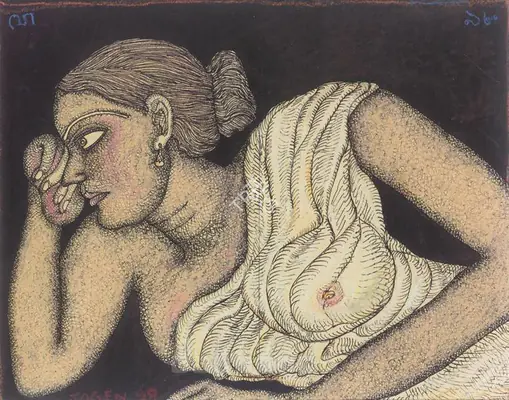 Chowdhury, Jogen (Artist). Untitled. Ink and  pastel on paper, 1998 | Drawing | FineArts | 00598093
