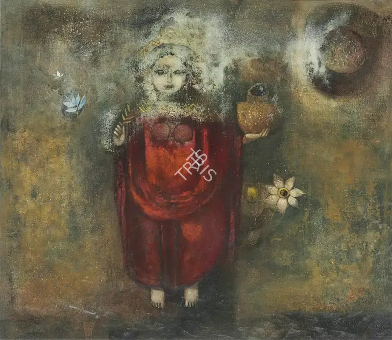 Pyne, Ganesh (Artist). Untitled (Laxmi Emerging from the Ocean). Tempera on canvas, late 1960s | Painting | FineArts | 00642977