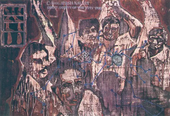 Kallat, Jitish (Artist). Great Anxiety Of The Tiny Toe. Mixed media on canvas, 2001 | Painting | FineArts | 00372676