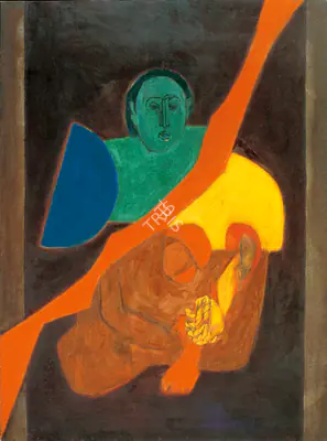 Mehta, Tyeb (Artist). Diagonal No.9. Oil on canvas, 1970 | Painting | FineArts | 00375826
