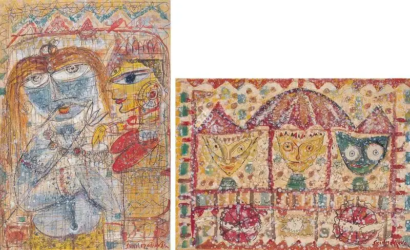 Sen, Sunil Madhav (Artist). Shiva & Parvati. Watercolour and ink, early 1970s | Painting | FineArts | 00371637