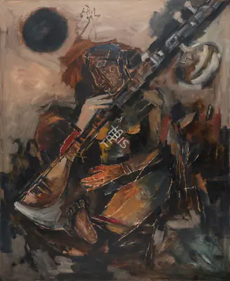 Husain, M.F. (Artist). Sitar Player Series. Oil on canvas, early 1970s | Painting | FineArts | 00336089