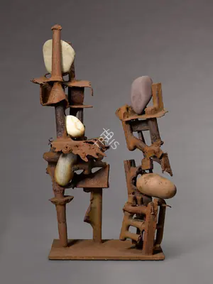 Pochkhanawala, Pilloo (Artist). Atomic Couple. Scrap metal and stones, c.1974 | Sculpture | FineArts | 00547616