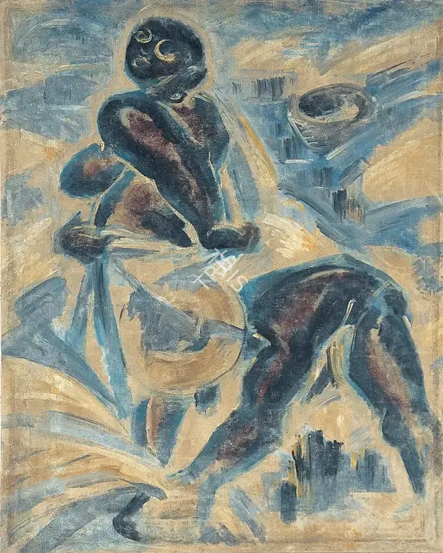 Baij, Ramkinkar (Artist). Threshing Series. Oil on canvas, c.1956 | Painting  | 00879850
