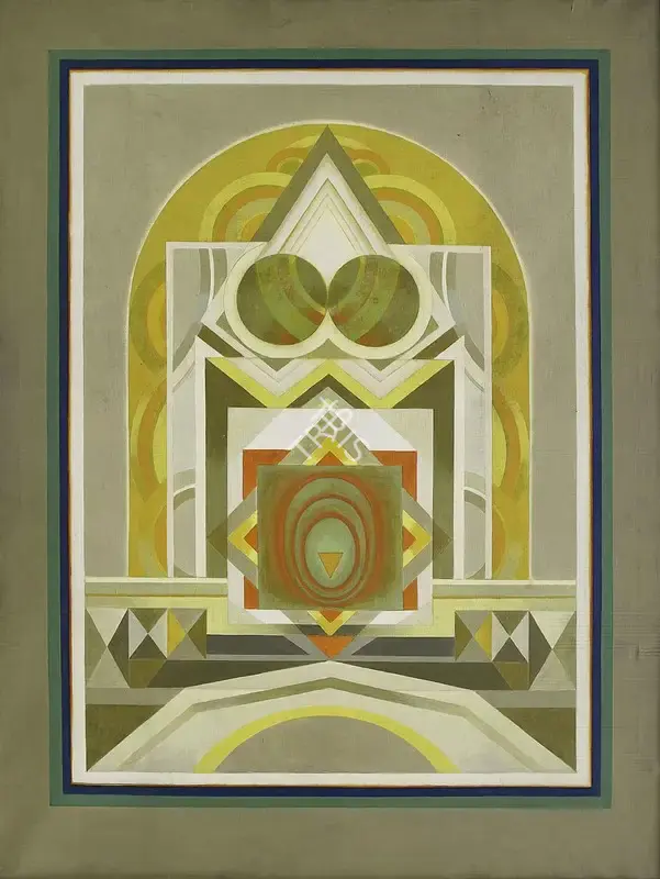 Santosh, G.R. (Artist). Untitled (The Temple of the Divine). Acrylic on canvas, 1992 | Painting | FineArts | 00594833