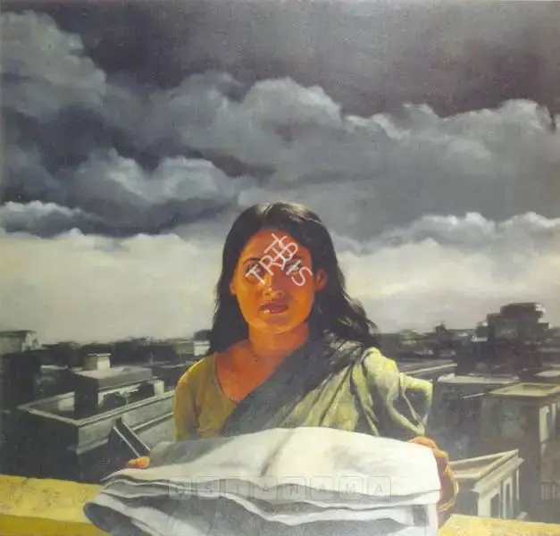 Bhattacharjee, Bikash (Artist). She With A Newspaper. Oil on canvas, 1981 | Painting | FineArts | 00599605