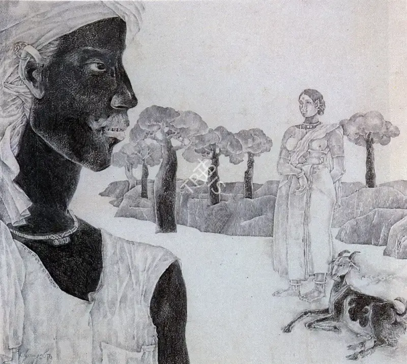 Goud, K. Laxma (Artist). Untitled. Pencil on paper, 1983 | Drawing | FineArts | 00371857
