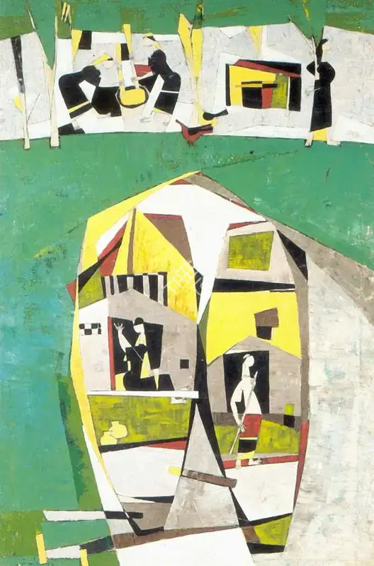 Santosh, G.R. (Artist). Boat Woman in Kashmir. Oil on canvas laid on board, 1958 | Painting | FineArts | 00374565