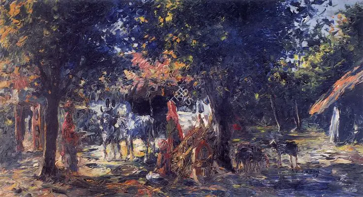 Raza, S.H. (Artist). Untitled. Ink and pastel on paper, 1947 | Painting  | 00876928