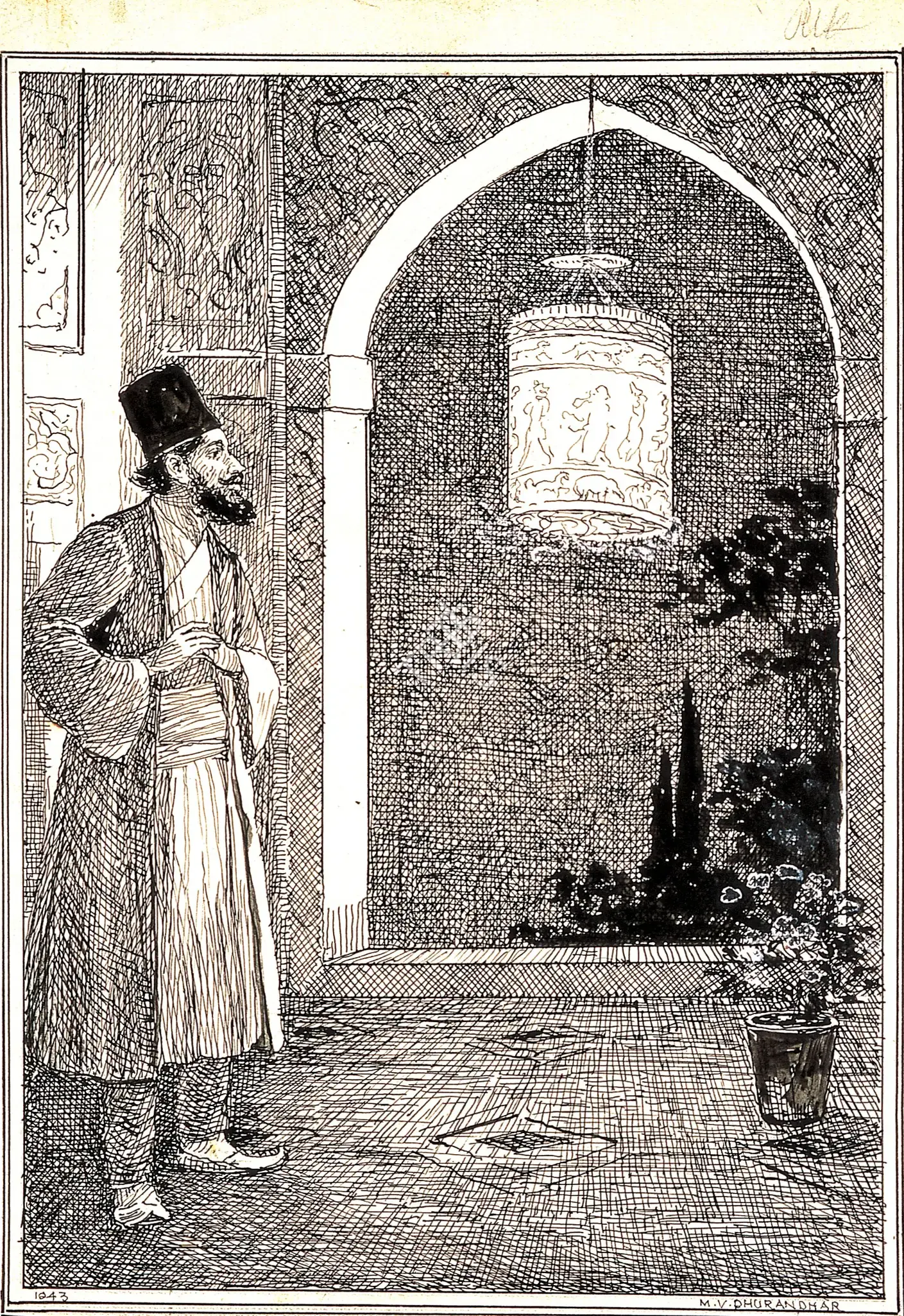 Dhurandhar, M.V. (Artist). Omar Khayyam Series. Ink, 1943 | Drawing | FineArts | 00599428