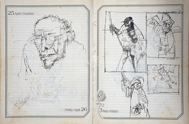 Ray, Shyamal Dutta (Artist). Sketch Book. Mixed media on paper, 1990-1999 | Painting  | 00879832