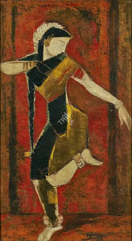 Hebbar, K.K. (Artist). Gold And Red. Oil on canvas, 1962 | Painting  | 00867100