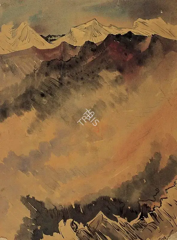 Ghose, Gopal (Artist). Mountainscape. Watercolour, mid 1950s | Painting | FineArts | 00371623