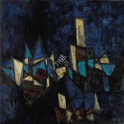 Gade, H.A. (Artist). Houses. Oil on canvas, 1964 | Painting | FineArts | 00334073