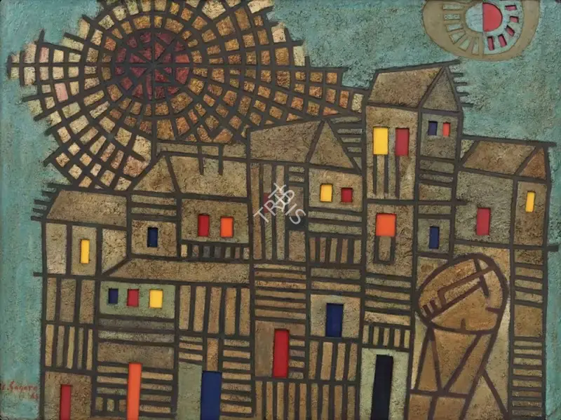 Sagara, Piraji (Artist). Untitled. Mixed media on wood, 1964 | Painting | EconomicsArt | 00870682