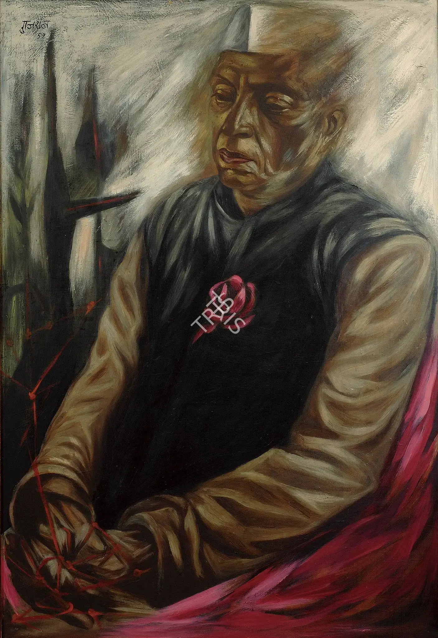 Gujral, Satish (Artist). Portrait Of Jawaharlal Nehru. Oil on board, 1957 | Painting | FineArts | 00561018