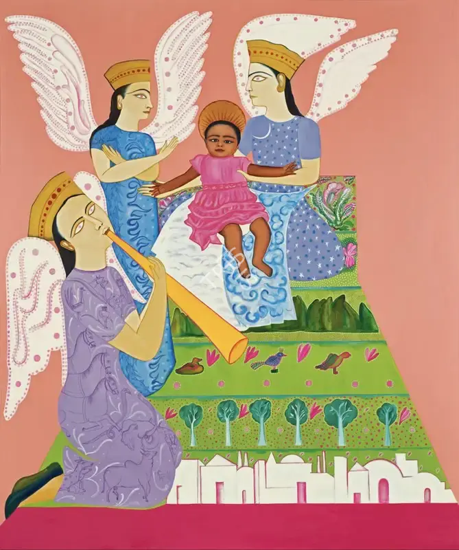 Rodwittiya, Rekha (Artist). Intangible Interlocution: An Anthology Of Belonging (Diagrams Of An Interior Space). Acrylic and oil on canvas and mixed media auto, 2011 | Painting | FineArts | 00603879