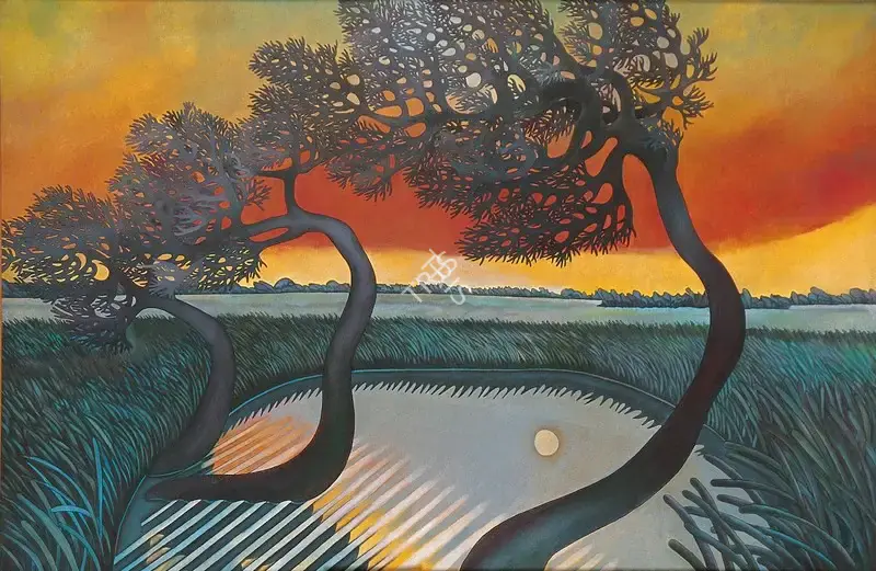 Karmakar, Prokash (Artist). Landscape. Acrylic on canvas, 2002 | Painting | FineArts | 00599072