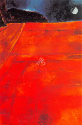 Padamsee, Akbar (Artist). Red Landscape. Oil on canvas, 1977 | Painting | FineArts | 00373522
