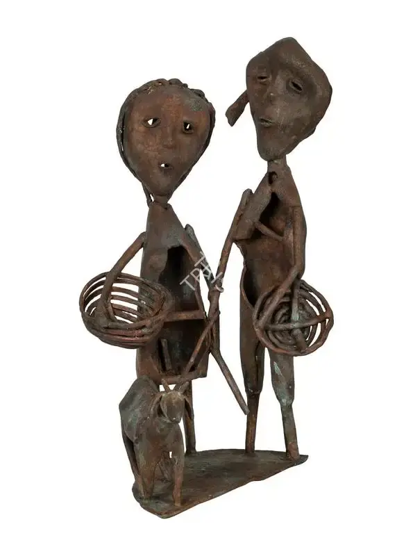 Hore, Somnath (Artist). Husband and Wife accompanying Baby Goat. Bronze, 1982 | Sculpture | FineArts | 00362271