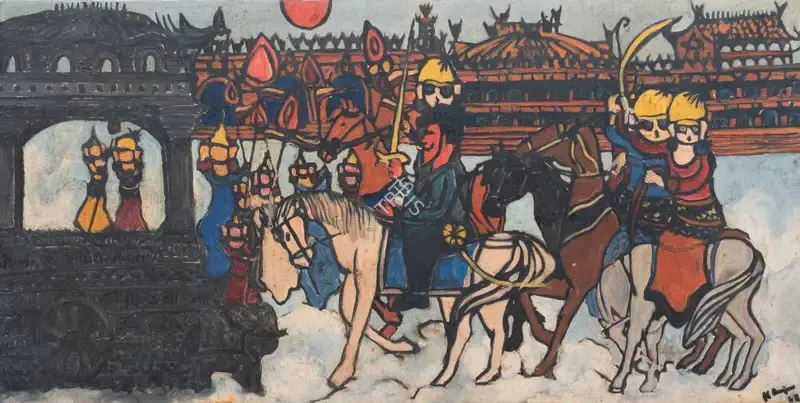 Ramanujam, K. (Artist). Untitled (Procession). Oil on canvas, 1968 | Painting | EconomicsArt | 00872641