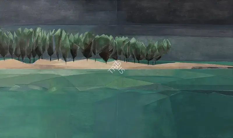 Sabavala, Jehangir (Artist). The Casuarina Line I. Acrylic on canvas, 2002 | Painting | FineArts | 00755731