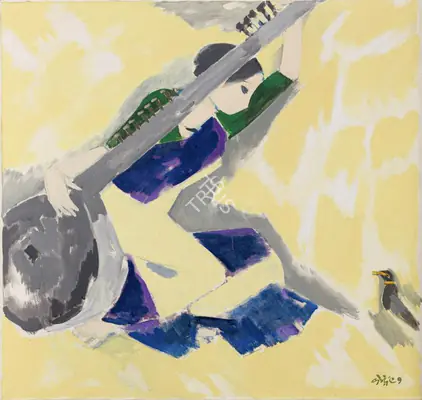 Bendre, N.S. (Artist). Untitled (Pancham). Oil on canvas, 1991 | Painting | FineArts | 00418537