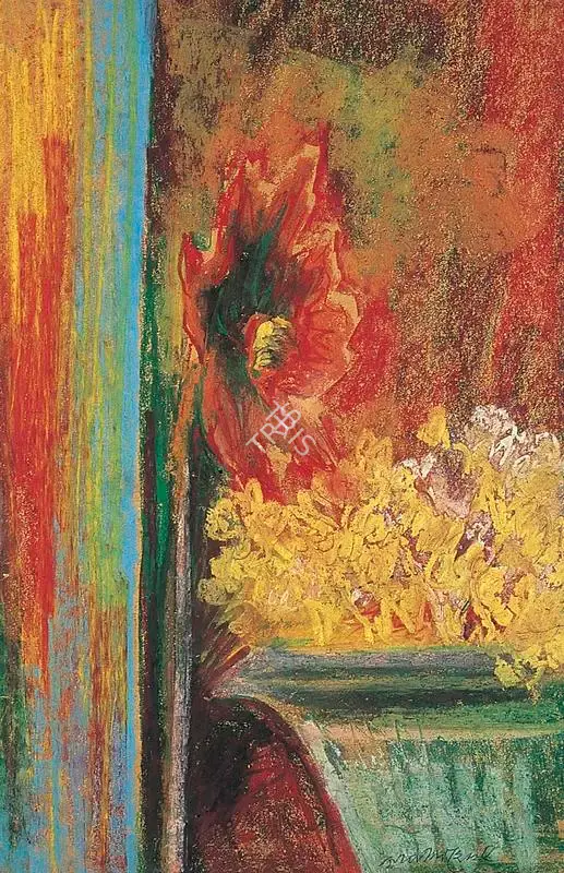 Ghose, Gopal (Artist). Red Rose. Pastels on cardpaper, early 1960s | Drawing | FineArts | 00371683