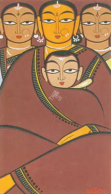 Roy, Jamini (Artist). Mother and Children. Gouache on paper, 1994 | Painting | FineArts | 00371257