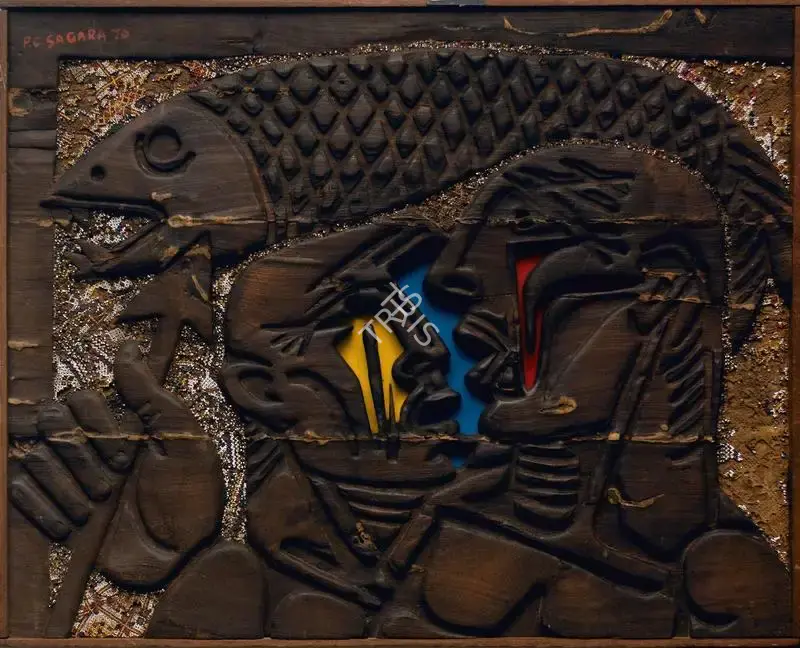 Sagara, Piraji (Artist). Untitled. Mixed media on panel, 1970 | Graphic Art | FineArts | 00595665