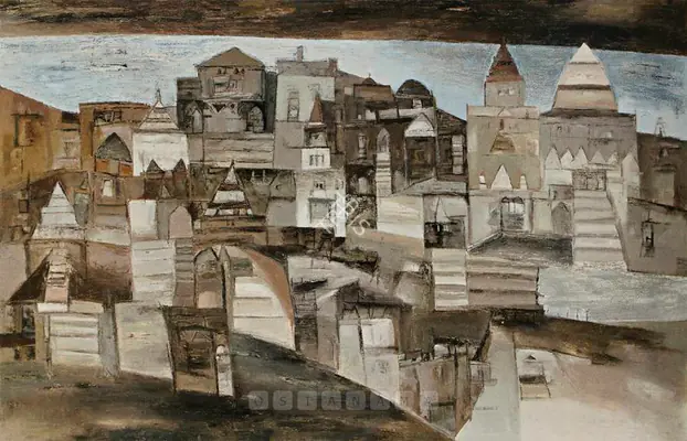 Ramkumar (Artist). Untitled (Benares). Oil on canvas, 1981 | Painting | FineArts | 00598895