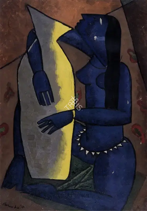 De, Biren (Artist). Woman with a Vase. Oil on canvas, 1956 | Painting | FineArts | 00371300