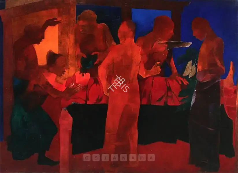 Khanna, Krishen (Artist). The Anatomy Lesson. Oil on canvas, 1975 | Painting | FineArts | 00561497