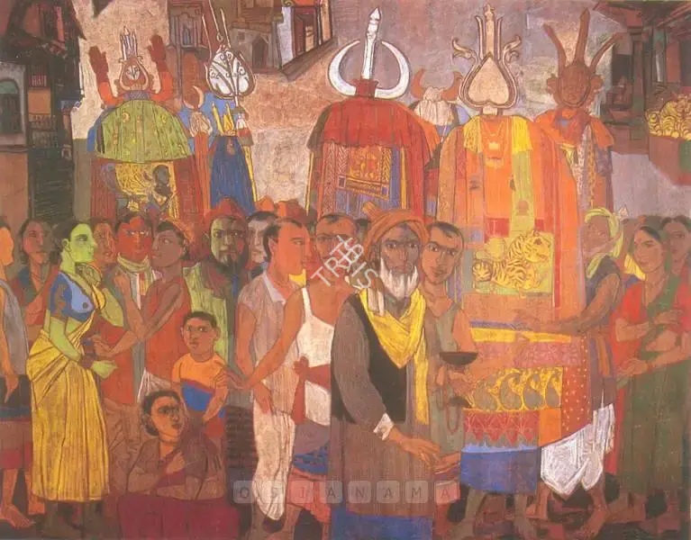 Goud, K. Laxma (Artist). Untitled. Acrylic and oil pastels on canvas, 2002 | Painting | FineArts | 00375061