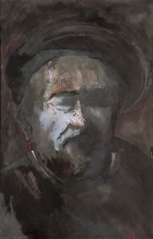 Roy, Jamini (Artist). Portrait Of Rembrandt Harmenszoon Van Rijn. Oil on cardboard, c.1925 | Painting  | 00879839