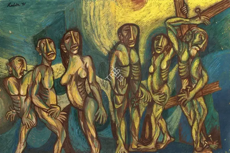Mondal, Rabin (Artist). Around the Cross. Oil on canvas, 1991 | Painting | FineArts | 00362937