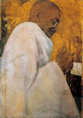 Roy, Jamini (Artist). Gandhiji. Tempera on cardboard, 1945 | Painting | FineArts | 00599036