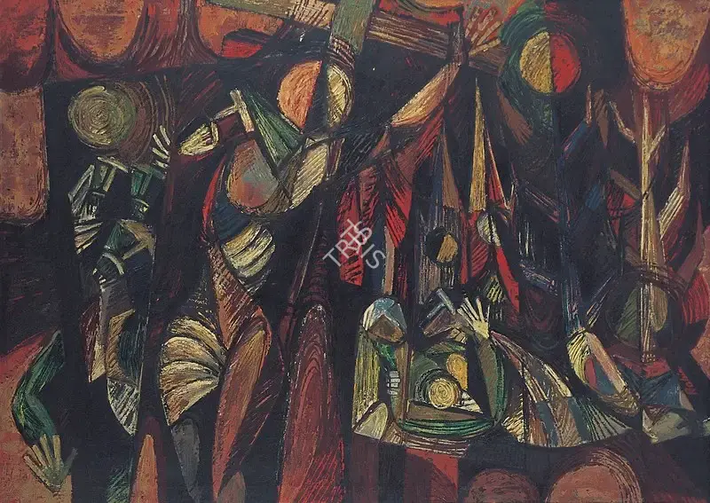 Mondal, Rabin (Artist). Untitled (Christ With Cross). Oil on canvas, 1963 | Painting  | 00879853