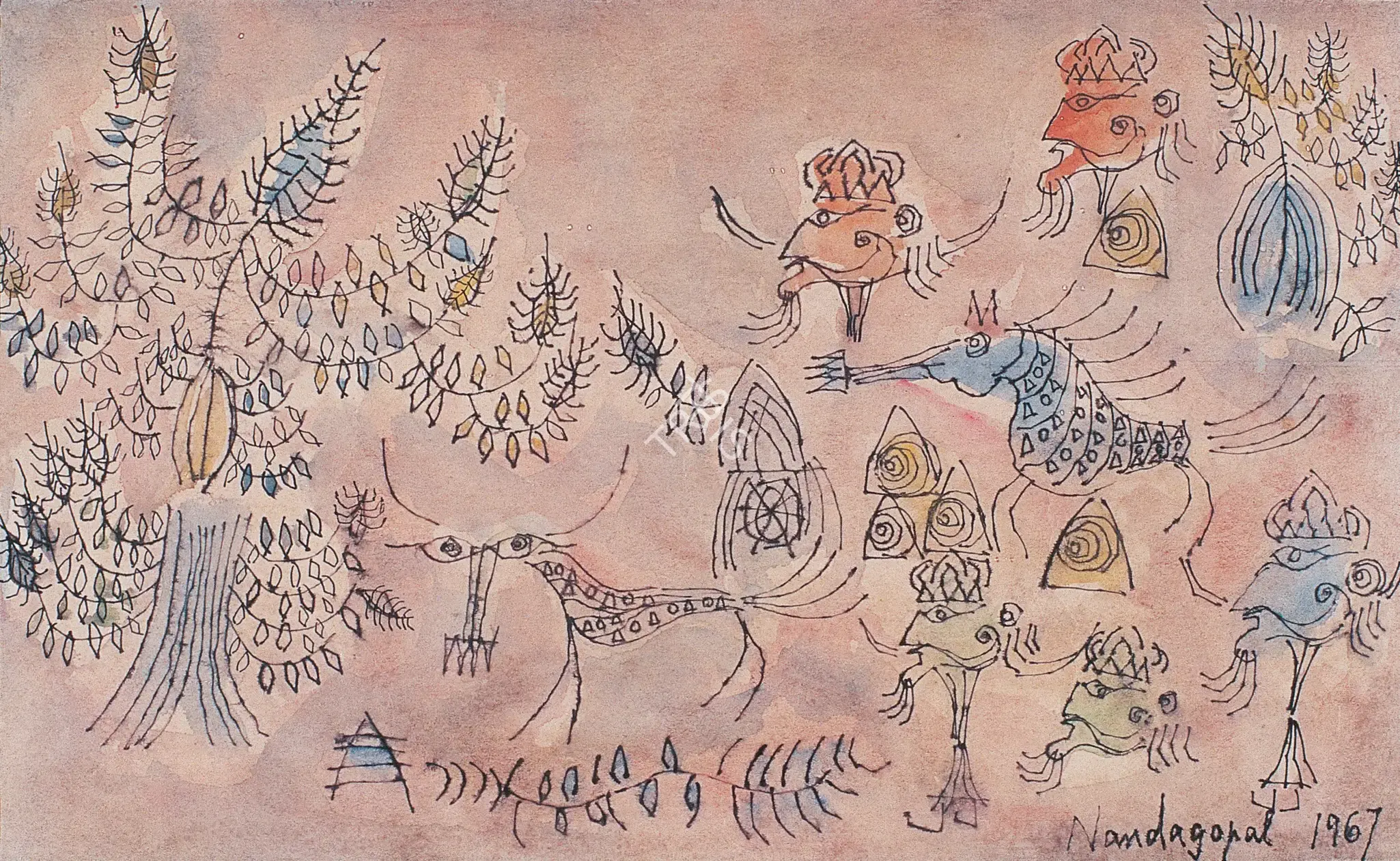 Nandagopal, S. (Artist). Memories. Watercolour on paper, 1967 | Painting | FineArts | 0023405