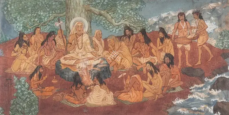 Bose, Nandalal (Artist). Sankaracharya with Disciples. Watercolour on paper, 1947 | Painting | FineArts | 00332031