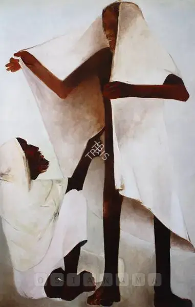 Khanna, Krishen (Artist). Doubting Thomas & Jesus. Oil on canvas, 2005 | Painting  | 00880509