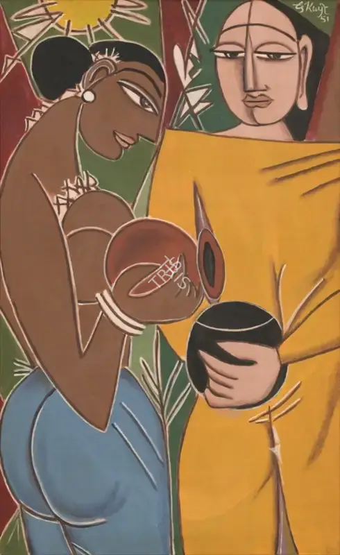 Keyt, George (Artist). Untitled (Pindapatha). Oil on canvas, 1951 | Painting | FineArts | 00362801